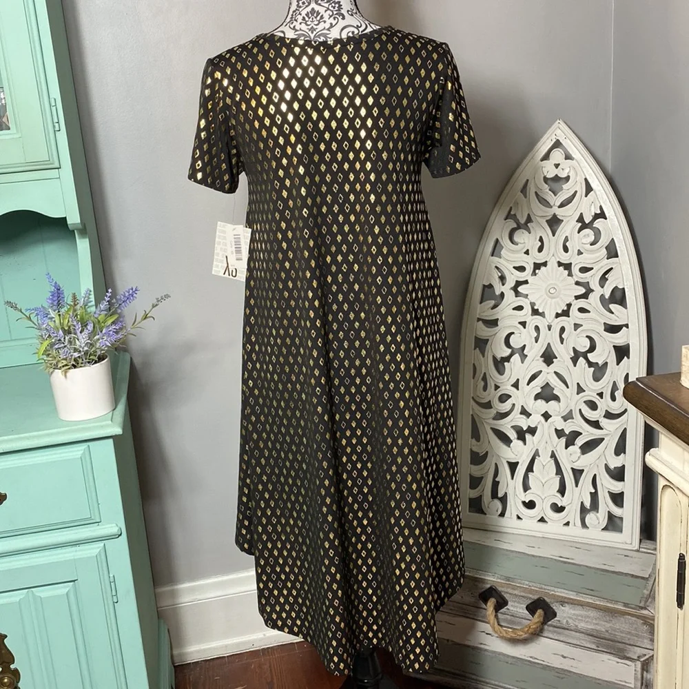 Lularoe Carly Dress Elegant Collection Black w/ Gold Shimmer Size XS NWT - Picture 7 of 10